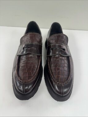 Donald J. Pliner Men's Dark Brown Croc-Embossed Penny Loafers